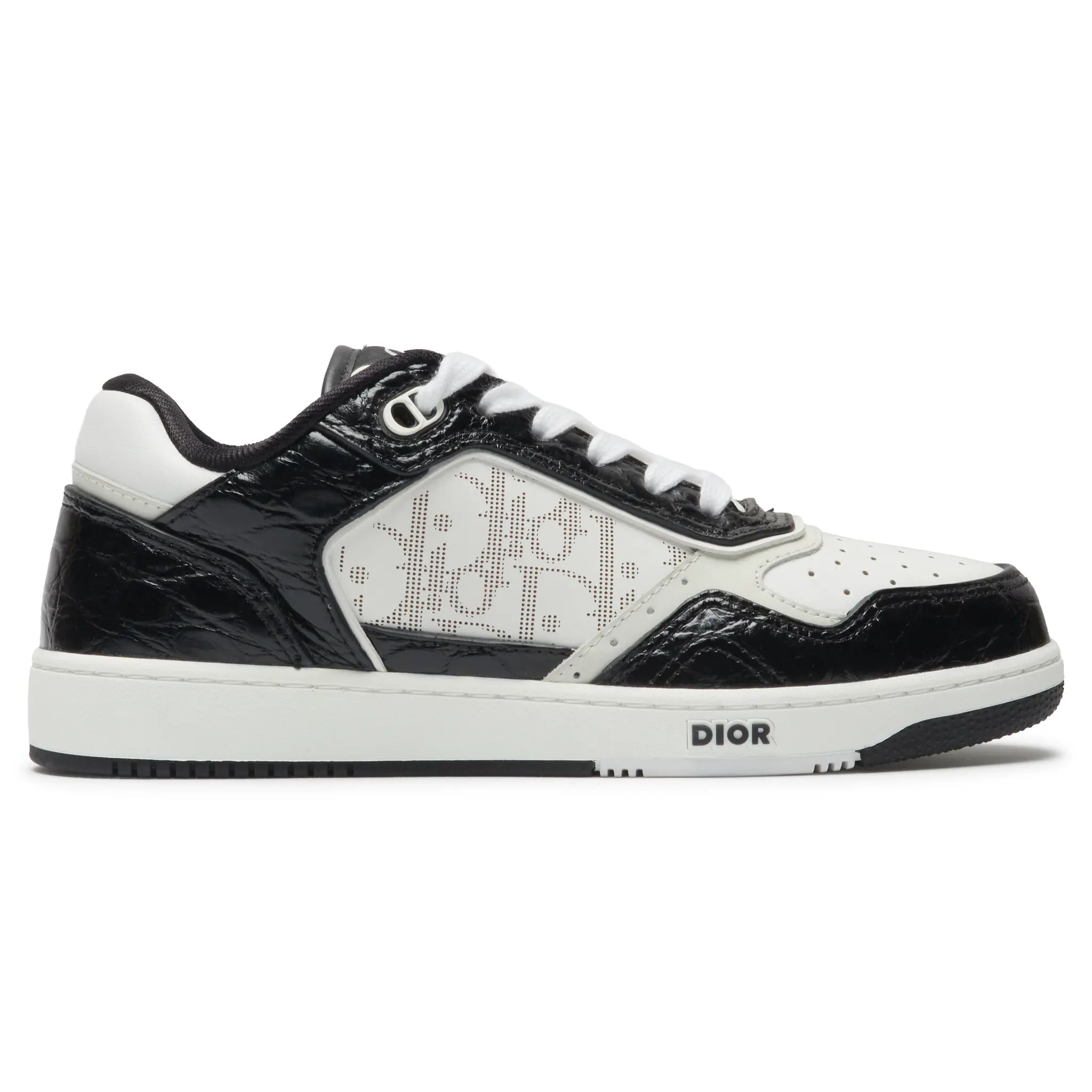 Side View of Dior B27 Uptown Black White Python Sneaker 3SN272ZRW96037
